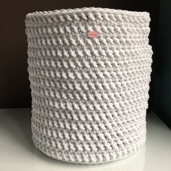 Kosz ze sznurka bawełnianego XL biały 000 30x34 cm