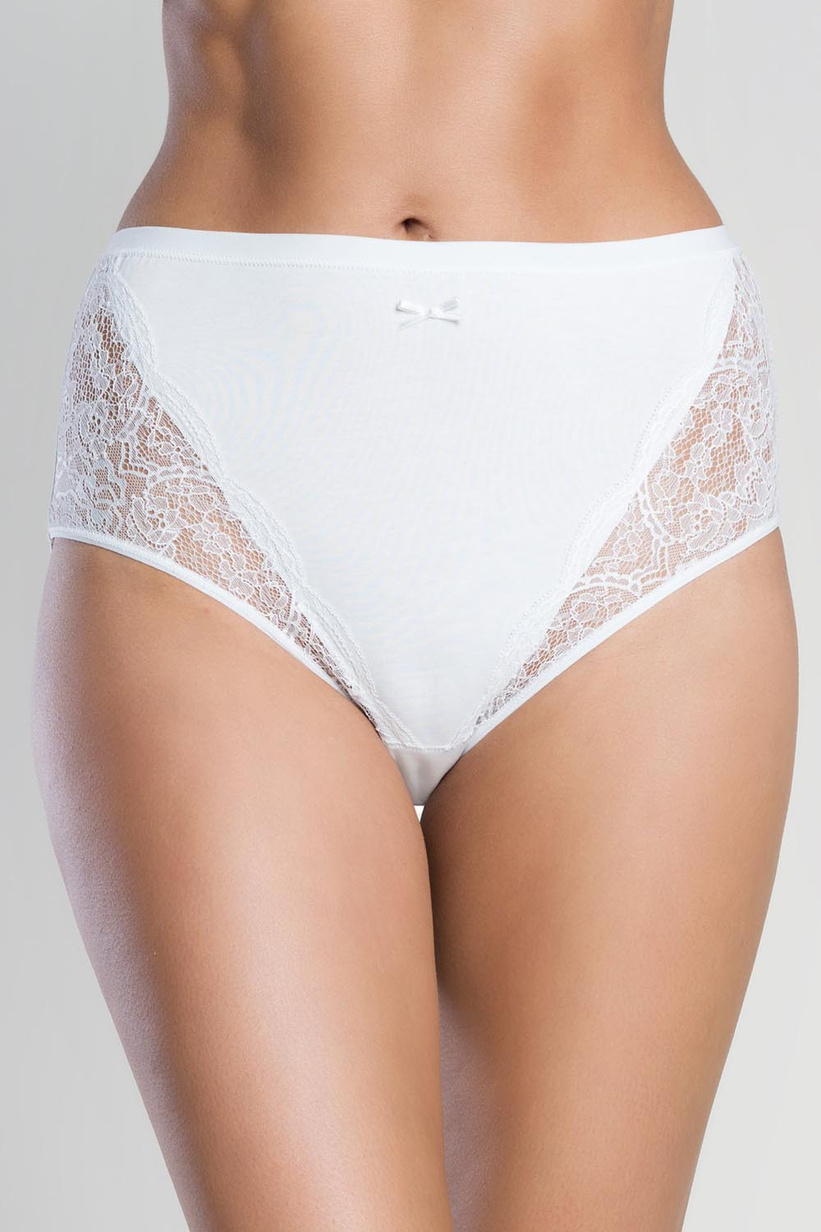 Figi Italian Fashion WIKTORIA MAXI Majtki wysokie figi z koronką, białe