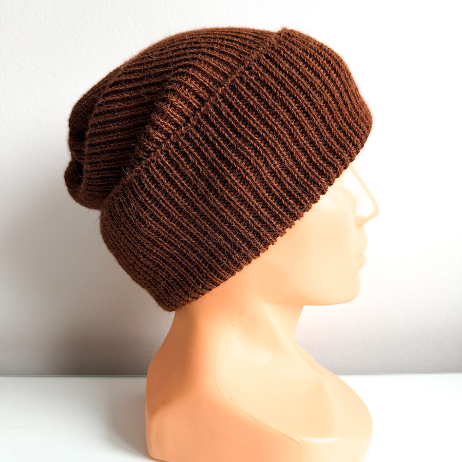 Czapka wywijana HELEN 100% Alpaka 9044 ciemne winogrona