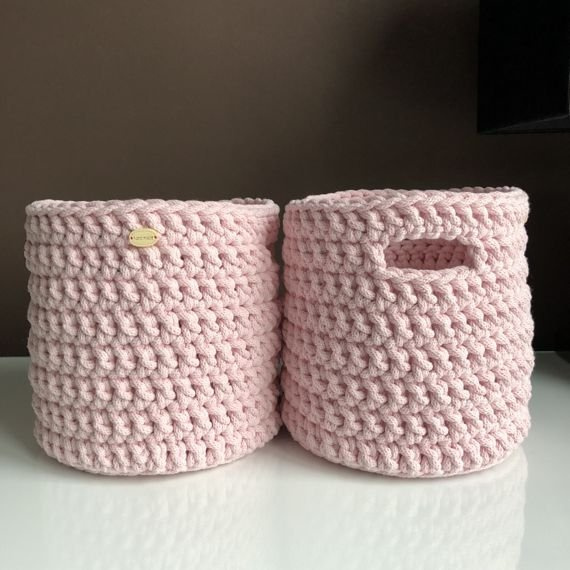 Kosz ze sznurka bawełnianego jasny różowy 300 20x20 cm