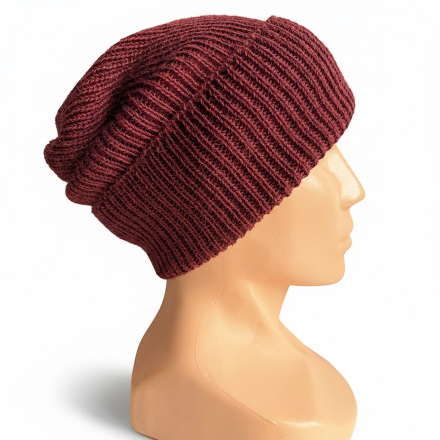 Czapka wywijana HELEN 100% Alpaka 9044 ciemne winogrona