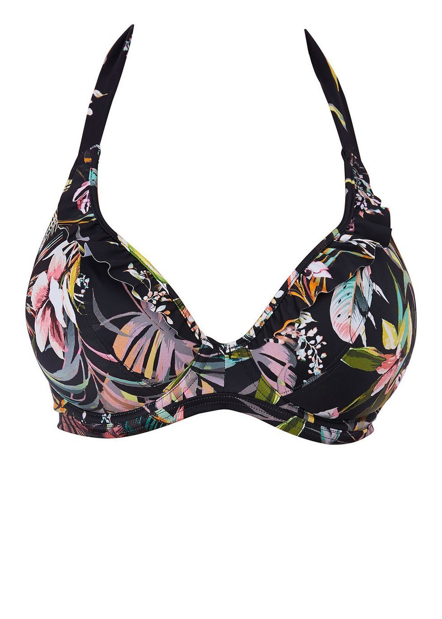 KOMPLET - Strój kąpielowy Freya Swim TAHITI NIGHTS AS200004BLK + AS200076BLK Uw Halter Bikini Top + Rio Bikini Brief Black (34E)