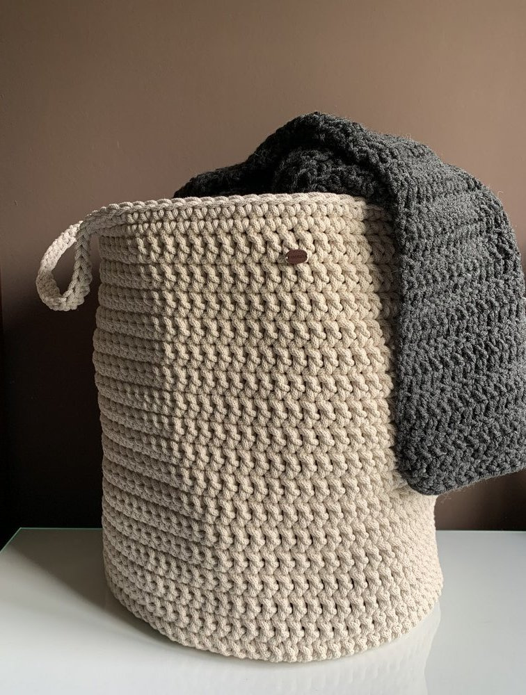 Kosz ze sznurka bawełnianego XXXL 40x42 cm z uszami