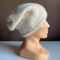 Ręcznie robiona czapka CHMURKA Alpaka 01 Ecru