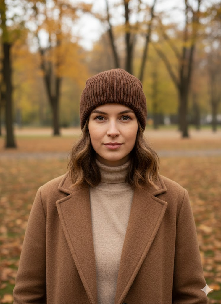 Czapka wywijana HELEN 100% Alpaka 9044 ciemne winogrona