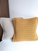Poduszka ze sznurka bawełnianego KARO 270 Musztarda 40x40 cm