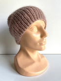 Handmade Czapka damska AUREA 100% Baby Merino plus moher i jedwab 49 Pustynna Róża