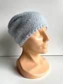 Ciepła czapka ręcznie robiona CHMURKA Alpaka 18 Poranna Mgła