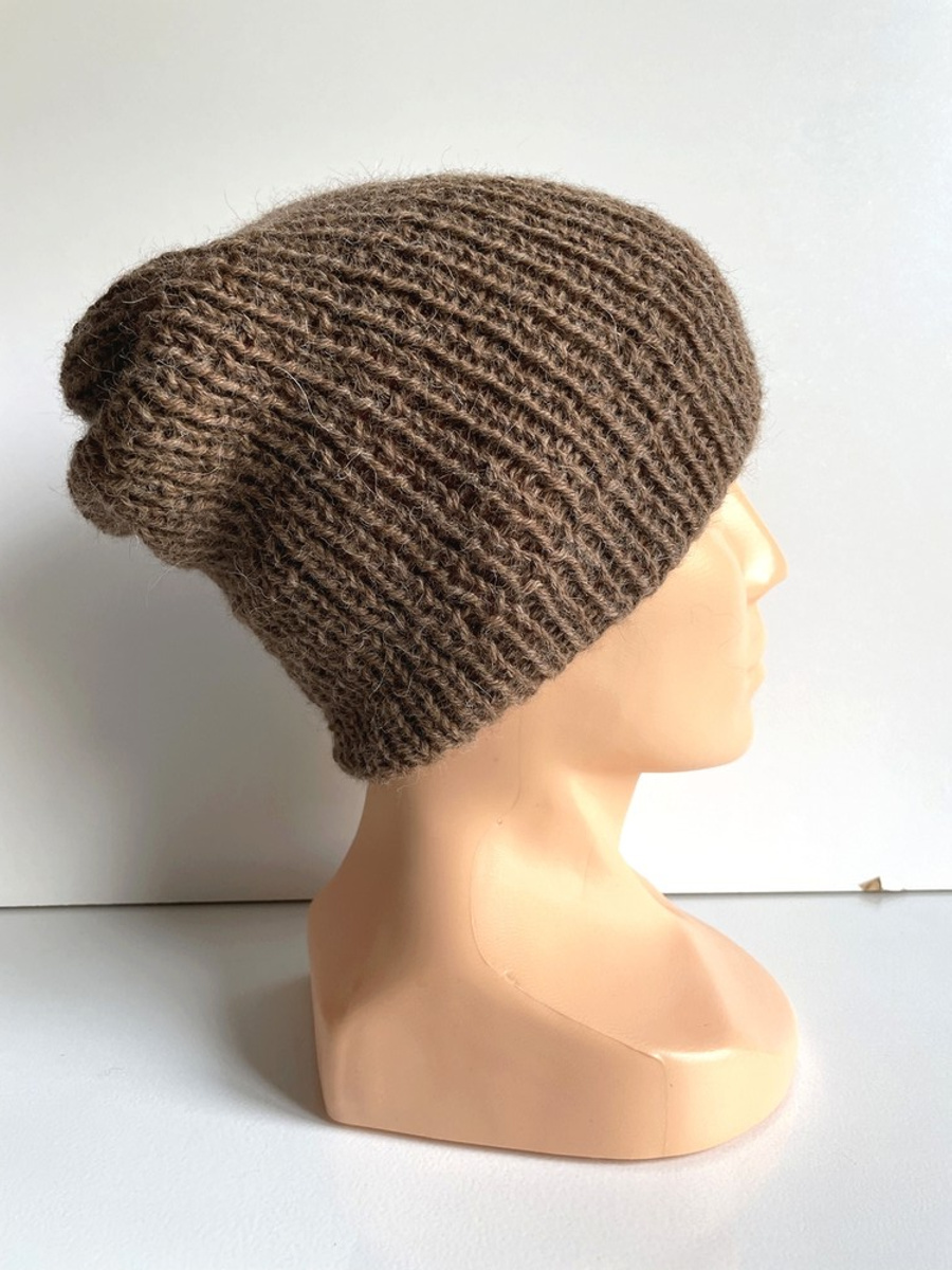Czapka robiona na drutach KIARA 100% Alpaka 607 Brąz