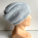 Ręcznie robiona czapka CHMURKA Alpaka 18 Poranna Mgła