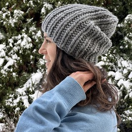 ASHER Handmade Wool Beanie 04 Medium Grey Nitkowe Love
