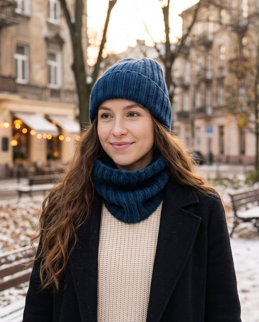 Wywijana czapka kaszmirowa 100% MARLA 526 Romeo