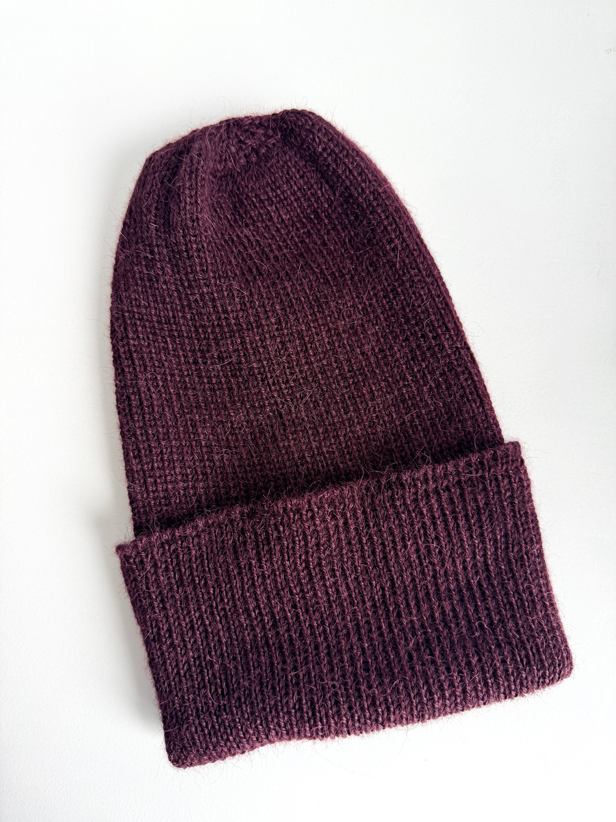 Czapka wywijana HELEN 100% Alpaka 9044 ciemne winogrona