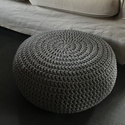 Pufa, puf ze sznurka bawełnianego szary 30x50 cm