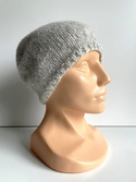 Ciepła czapka ręcznie robiona CHMURKA Alpaka 03 Perłowy Szary