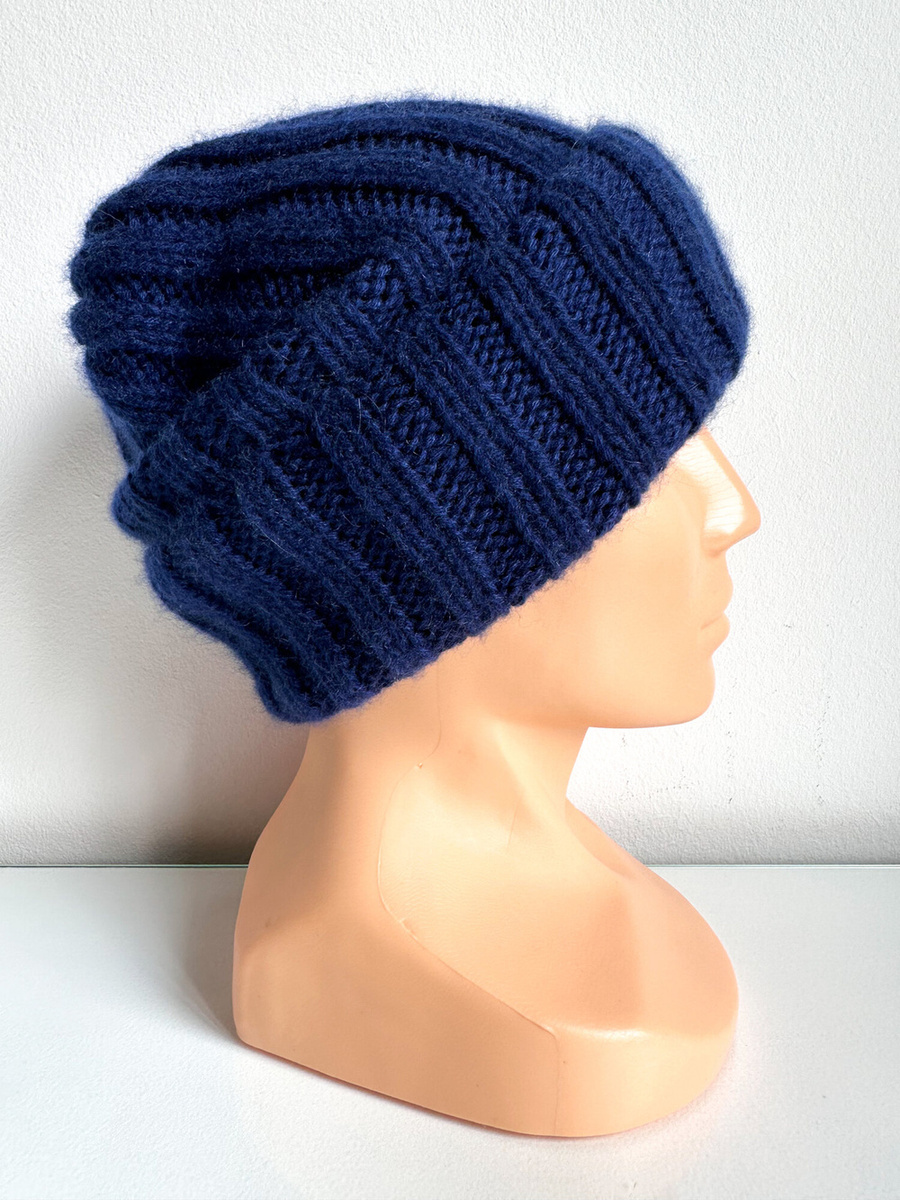 MARLA Turn-Up Beanie 100% Cashmere 638 Indaco