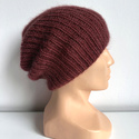 Handmade women's hat AUREA 100% baby merino plus mohair and silk 51/36 Burgundy