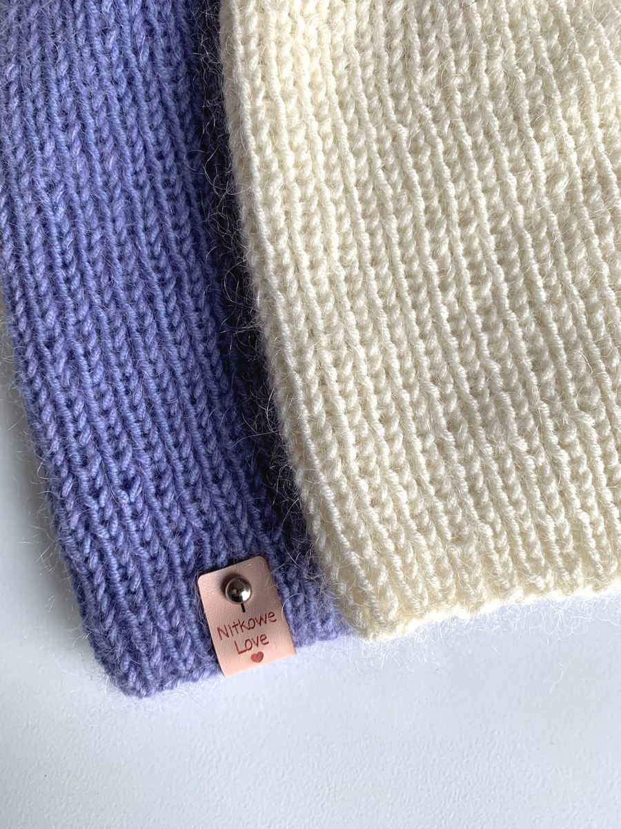 Handgemachte Damenmütze AUREA 100% Baby Merino plus Mohair und Seide 25/11 Lavendel