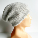 Ciepła czapka ręcznie robiona CHMURKA Alpaka 03 Perłowy Szary