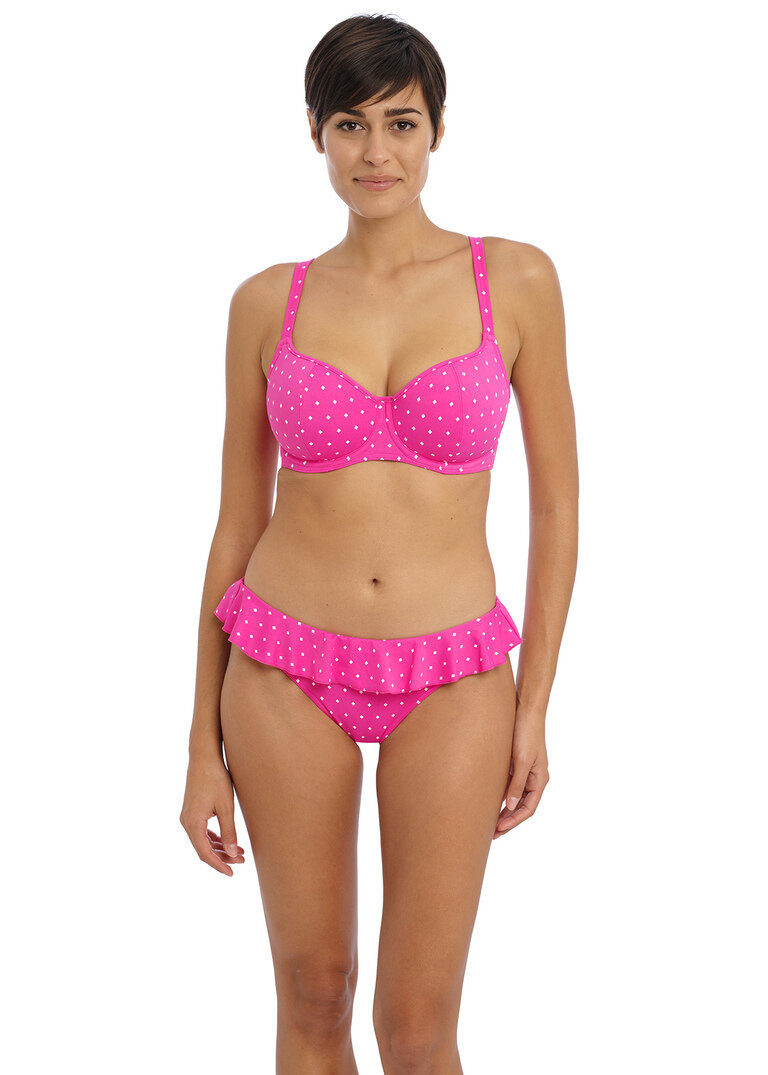 KOMPLET - Strój kąpielowy Freya JEWEL COVE AS7231RAY Uw Sweetheart Bikini Top Raspberry + majtki klasyczne AS7234RAY (30DD + S)