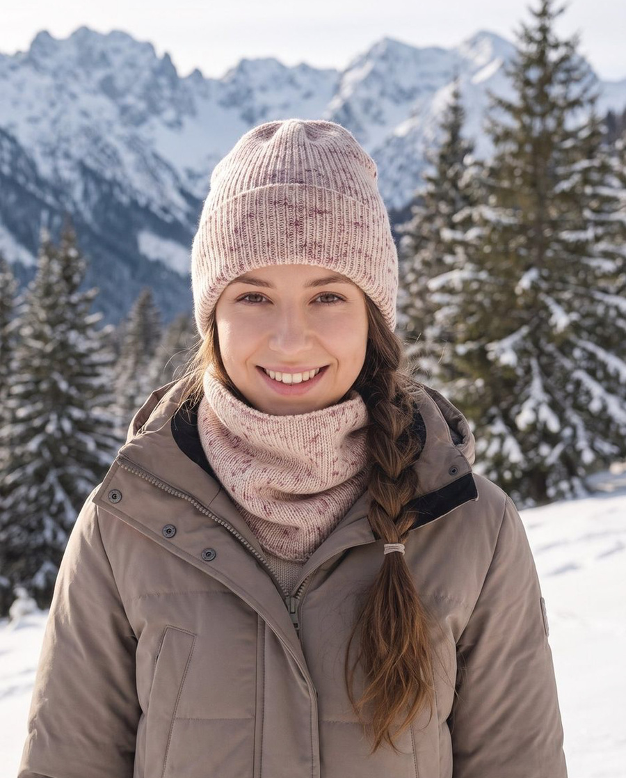 Beanie czapka z wełny merino VARELLA 100% Baby Merino Print 104 Senny Pył