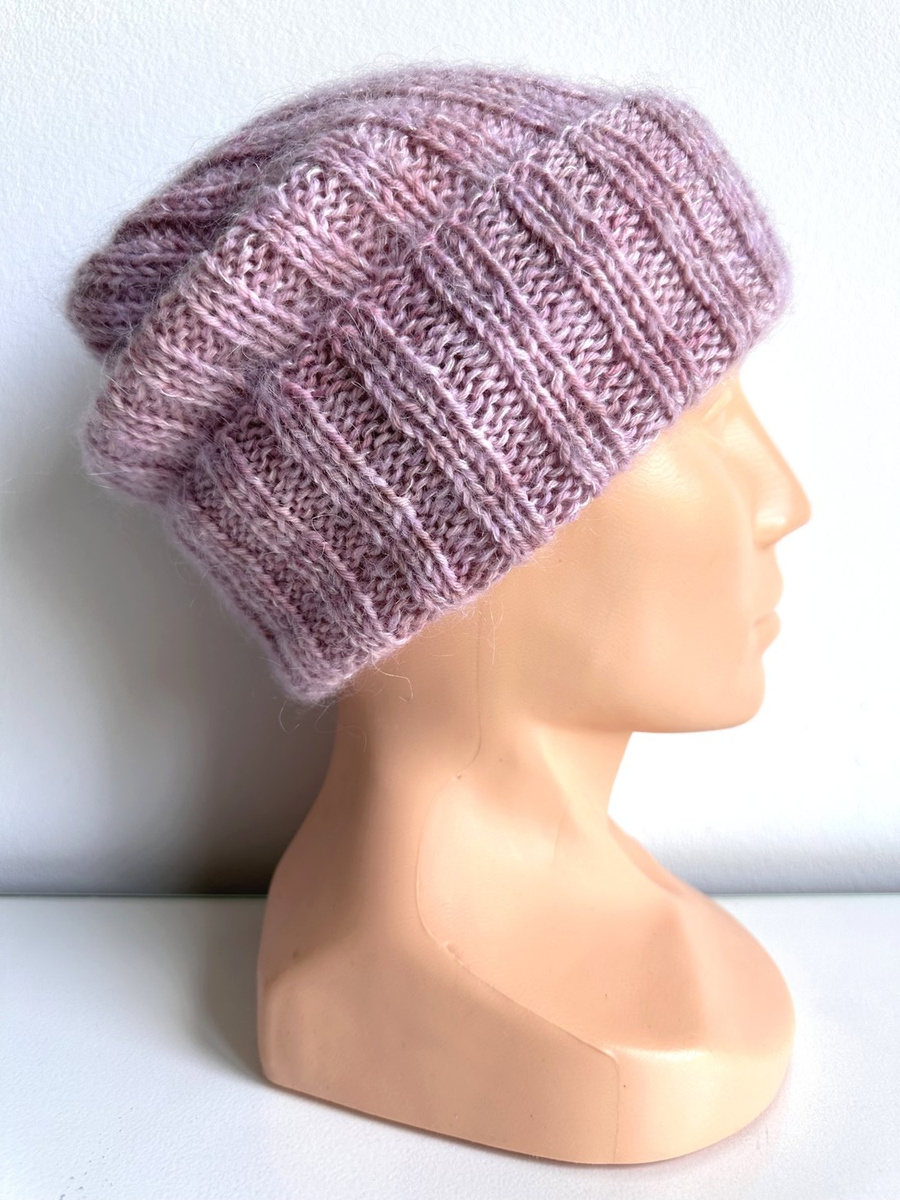 Ręcznie robiona czapka beanie AUREA 100% Ręcznie farbowana Baby Merino plus moher i jedwab Magnolie - edycja limitowana