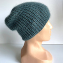 Handgemachte Damenmütze AUREA 100% Baby Merino plus Mohair und Seide 47/37 Nordsee
