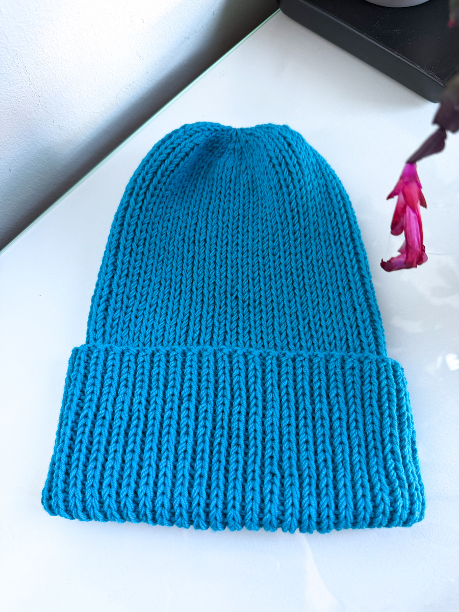 Czapka wywijana NANA 100% Baby Merino 32 Turkusowy