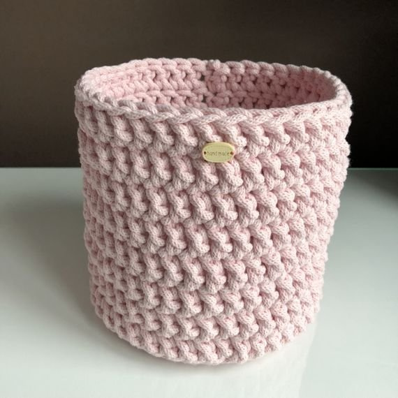 Kosz ze sznurka bawełnianego jasny różowy 300 20x20 cm