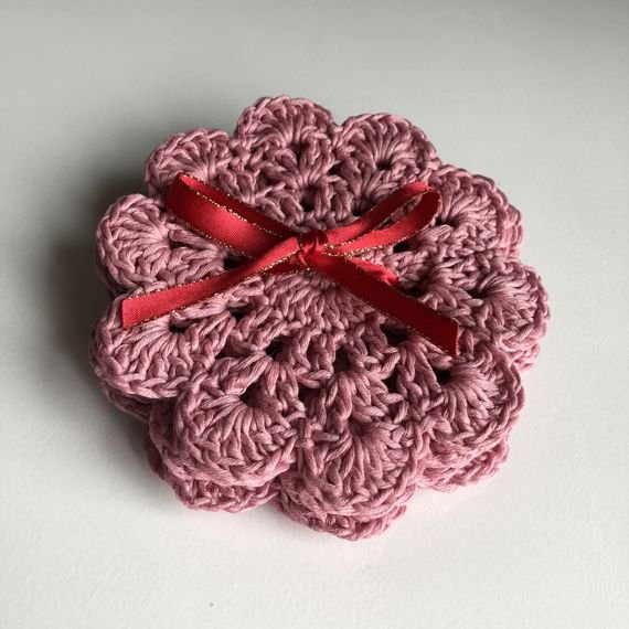 Urocze podkładki z bawełny - komplet 6 sztuk Róż pudrowy