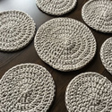 Komplet 7 podkładek okrągłych ze sznurka bawełnianego beż