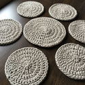 Komplet 7 podkładek okrągłych ze sznurka bawełnianego beż