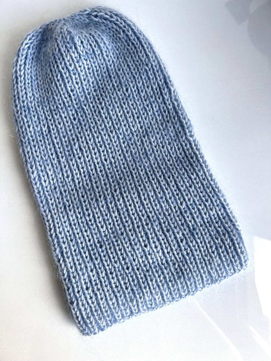 Handmade women's hat AUREA 100% Baby Merino plus mohair and silk 43/08 Light Teal