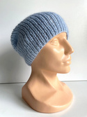 Handmade women's hat AUREA 100% baby merino plus mohair and silk 24/06 Light blue