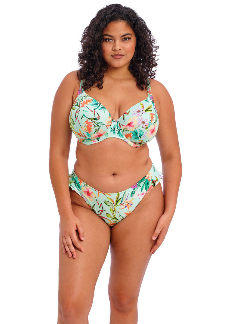 KOMPLET - Biustonosz kąpielowy i majtki Elomi Swim SUNSHINE COVE Aqua ES801802AQA Uw Plunge Bikini Top (36G, 36HH, 40J) + wybrane figi