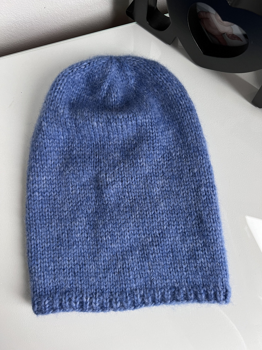 Ręcznie robiona czapka hand made CHMURKA Alpaka 16 Niebieski