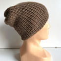 Czapka robiona na drutach KIARA 100% Alpaka 607 Brąz