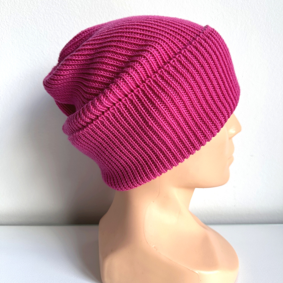 Czapka wywijana Ściągacz 100% Baby Merino Ciemny Fiolet