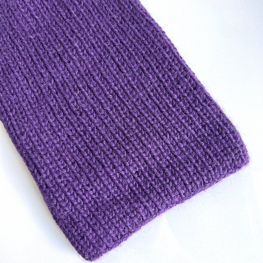 Czapka robiona na drutach KIARA 100% Alpaka 4400 Ciemnofioletowy