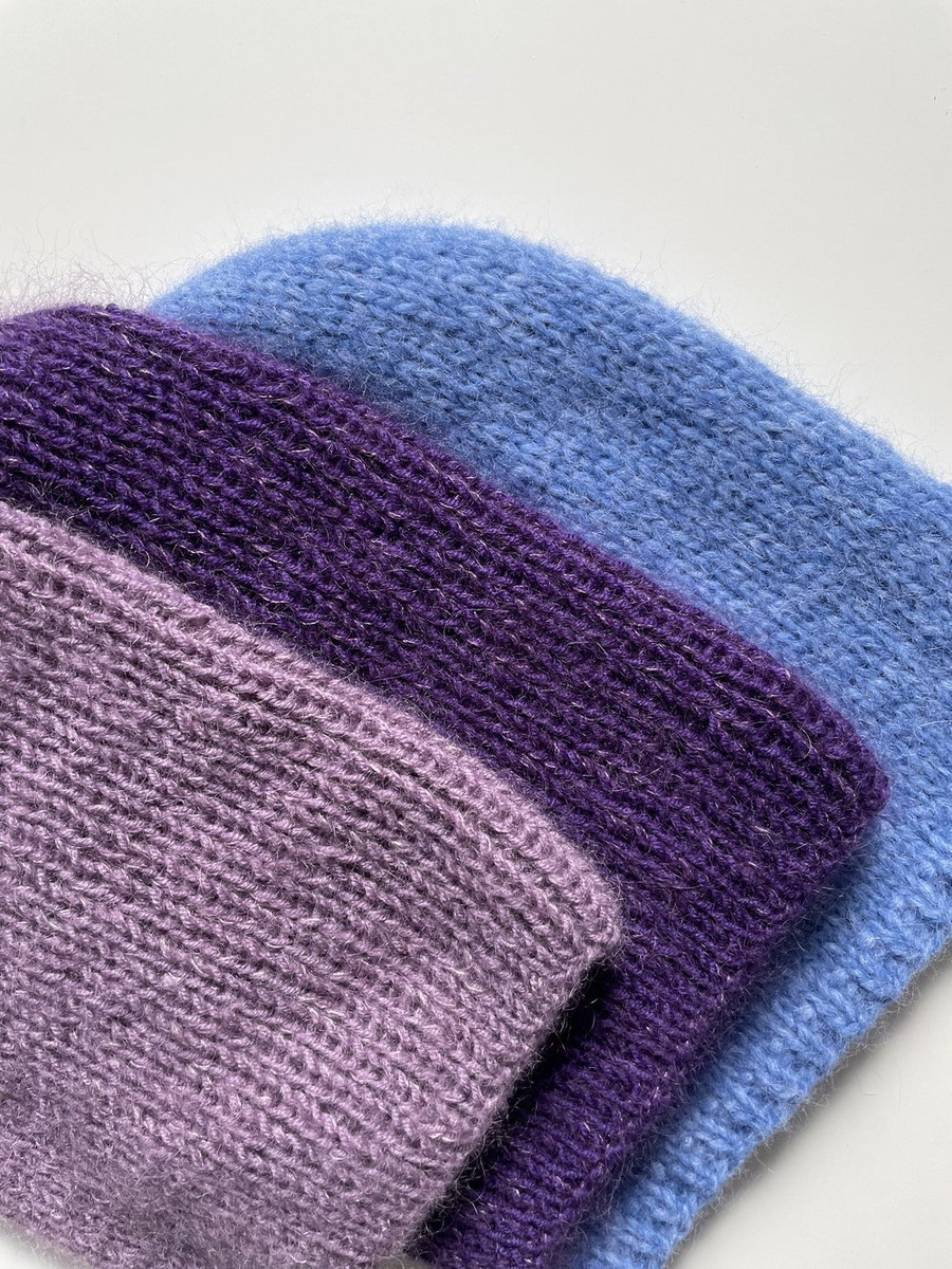 Ciepła czapka ręcznie robiona CHMURKA Alpaka 16 Niebieski