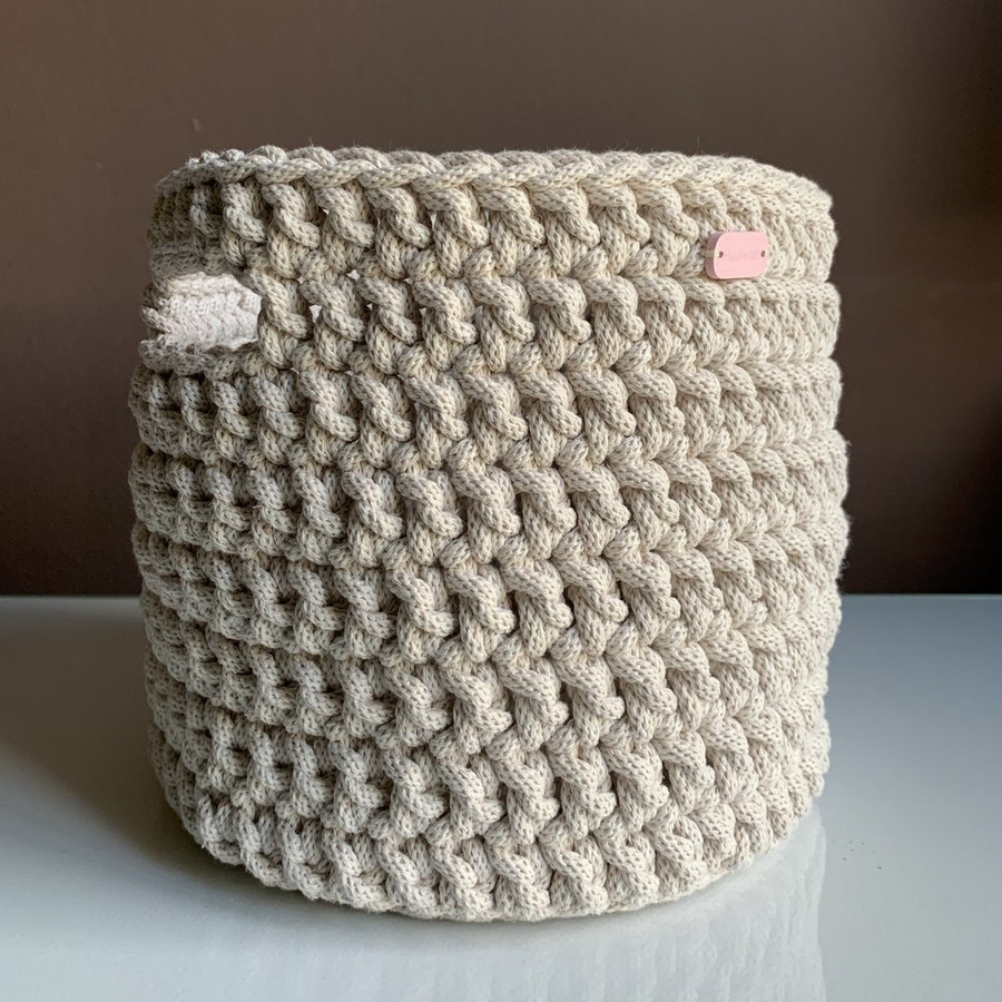 Kosz ze sznurka bawełnianego 20x20 cm Jasny Beż 725