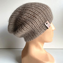 Ręcznie robiona Czapka MARI 100% Alpaka plus nitka moher z jedwabiem 2020/20 beż 