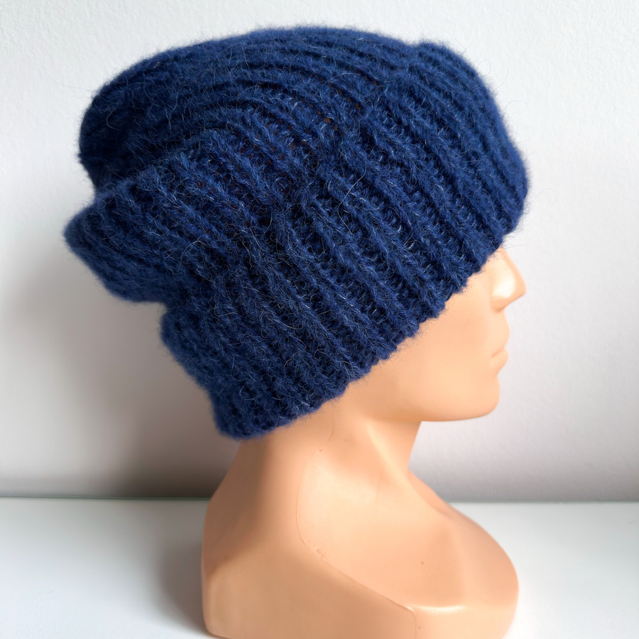 Ręcznie robiona czapka damska MORGANA Alpaka z Jedwabiem 3900/23 Bordowy