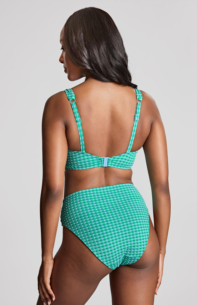 Figi kąpielowe Panache Swim GINGHAM SW1729 Midi Gathered Bikini Bottoms Green Gingham