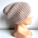 Handmade Czapka damska AUREA 100% Baby Merino plus moher i jedwab 56/59 Marcepan