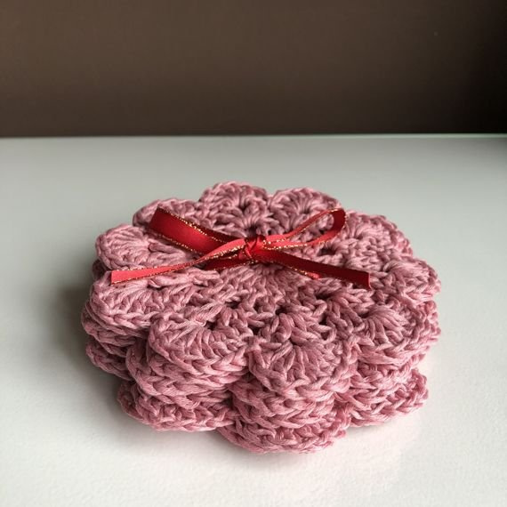 Urocze podkładki z bawełny - komplet 6 sztuk Róż pudrowy