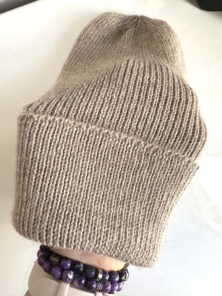 Czapka wywijana HELEN 100% Alpaka 2020 Jasny Nugat