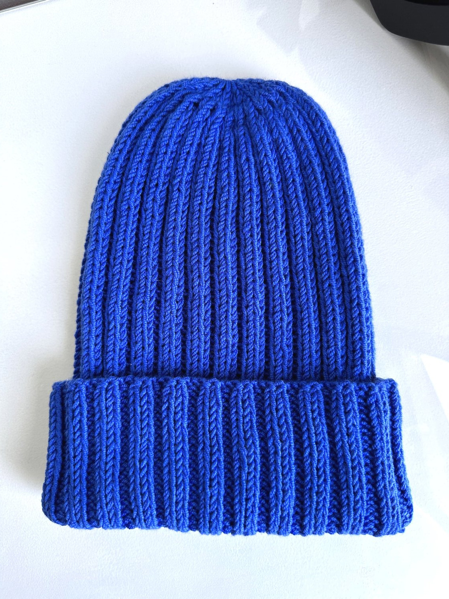 Wywijana czapka merino HELLI 100% Baby Merino 33 Jaskrawoniebieski