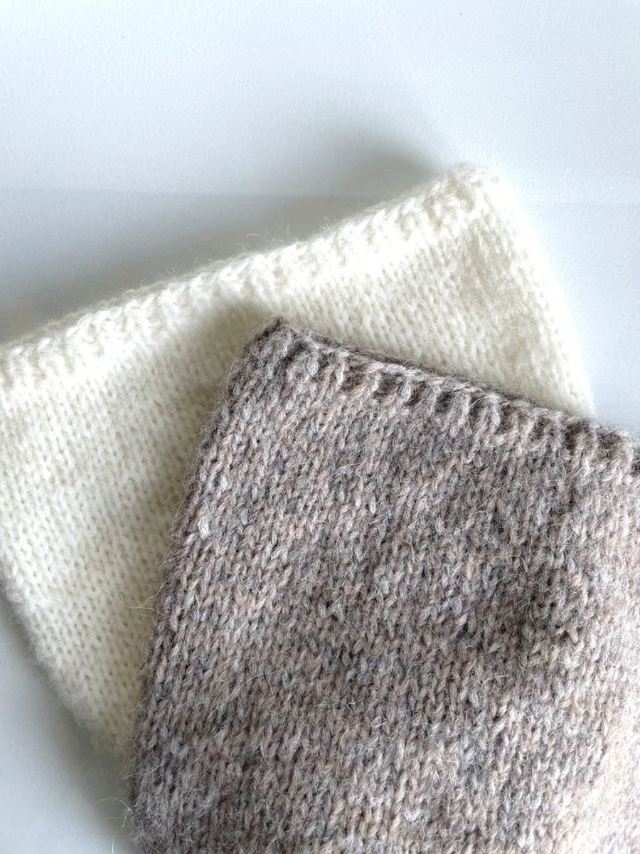 Ciepła czapka ręcznie robiona CHMURKA Alpaka 26 Beżowa