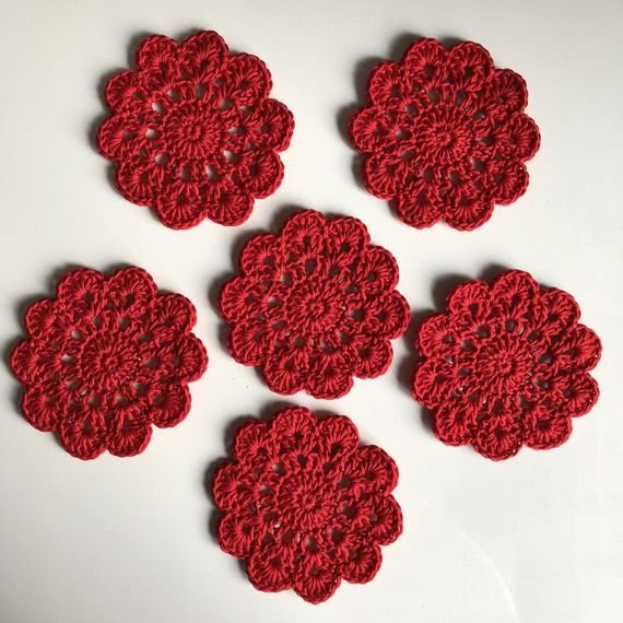 Urocze podkładki z bawełny - komplet 6 sztuk Czerwony